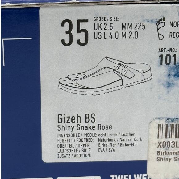 Birkenstock Women's Gizeh Thong Sandals Shiny Snake Rose Size US4 EU35 - Picture 2 of 8